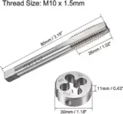 M10×1.5 HSS Metric Tap And Die Set,Thread Tap + Round Die Right Hand HSS Taper