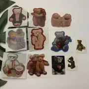 Vintage Exclamations Teddy Bear Sticker Lot 80s Photos Posed Stuffed Animals