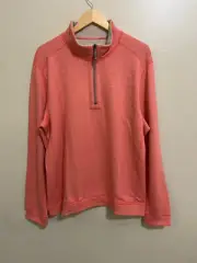 Tommy Bahama Flipshore Half Zip Reversible Pullover Sweater Pure Coral Men's L