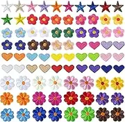 96 PCS Colorful Sew Iron On Patches for Clothing, Flower, Star, Heart Patches, Mini Embroidery Applique Patches for Backpacks Jackets Jeans Hats DIY Accessories (Colorful)