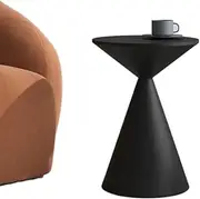 Side Table Accent Side Table with Hourglass Shape, Round Metal End Table Small Nightstand Accent Table for Bedroom Living Room Small Spaces Bedside End Tables Living Room(Black)