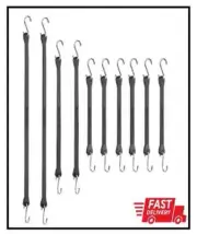10-Piece Bungee Tarp Strap Assortment Heavy Duty Rubber with Steel Hooks