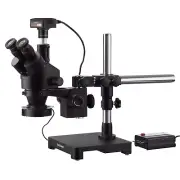 AmScope 7X-45X Trinocular Stereo Zoom Microscope Boom + LED + 10MP Camera