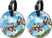 [CWAGFEQZ] 2-Pc Luggage Tag,Bag Tags for Luggage,Travel Suitcase Tags,Giraffe Kiss