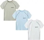 [kolally] 3 Pack Boys Quick-Dry Mesh Athletic Shirts Workout Short Sleeve Tees Youth Boy Lightweight Gym T-Shirts Clothes 3-12Y