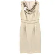 BASLER NWT Linen Blend Neck Detail Pencil Dress Womens 36