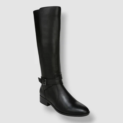 Naturalizer Womens Black Rena Wide Calf Knee High Block Heel Boots Shoe Size 10M