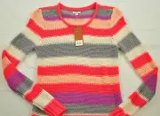 women's Sonoma sherbert size Med cotton striped sweater cowl neck MRSP $40
