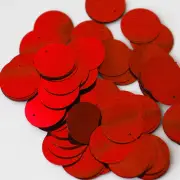 20mm ROUND SEQUIN PAILLETTES ~ RED Metallic ~ Flat Sequin Disc Made in USA