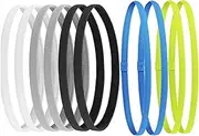 [WEZCHUGHAOL] 10 Pieces Elastic Sport Headbands Non-Slip Workout Headband, Elastic Sports Headbands Thick Non-Slip Hair Bands for Women and Men Football Running Yoga Workout (Multicolour)