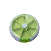5PCS 7 Cases Round Pill Box 7 Days Plastic Storage Box Rotating Portable Pill Box Case GREEN COLOR