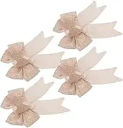 4pcs Flax DIY Bow Decorative Hair Bow Set Handmade Ornaments for Bag/Clothing/Accessories Elegant Embellishment Multipurpose Craft Party Supplies
