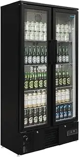 Polar G-Series Upright Back Bar Cooler with 2 Hinged Doors, 490 Liter Capacity, Black