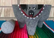New 7.5" PIG FACE GUACAMOLE MOLCAJETE MORTAR & PESTLE CARVED BASALT LAVA STONE