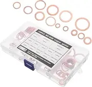 Luxshiny 150pcs Oil Drain Plug Gasket Assortment Kit Copper Ring Washers Flat Seal Gasket Set for Oil Sealing Multiple for Versatile Equipment Compatibility Box