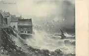 Whitby Rough Sea Yorkshire Robin Hood's Bay England OLD PHOTO