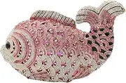 [Tngan] Women Mini Fish Clutch Luxury Rhinestones Purse Sparkling Banquet Handbag Wedding Party Clutch Bag
