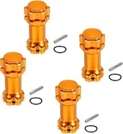 uxcell Wheel Hex Hub Adapter with Mount Cap Plug 17mm to 30mm Thicken Extension Conversion Wheel Hex Nut for 1/8 Remote Control Car Truck Tires (Golden)