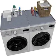 2 Pack Washer Dryer Countertop Silicone, Non-slip Waterproof Silicone Washer and Dryer Covers for the Top, Non-slip Waterproof Laundry Room Organization (Grey, 25.6x25.6 in)