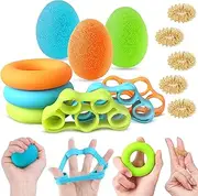 Shuibian Squeeze Ball Hand Grip Strengthener, Finger Exerciser, Grip Strength Trainer(14PCS)Arthritis Pain Relief Workout Forearm Grip Workout Finger Stretcher Carpal Tunnel, Trigger Finger, and More