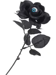 Fake Black Rose with Eyeball Halloween Prop
