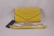 Rebecca Minkoff Wallet on a Chain with Studs Marigold with Gold Hardware NEW