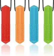 Chew Necklace for Sensory Kids & Adults: 4-Pack Silicone Chew Toys for Autism, ADHD, SPD, and Teething Relief