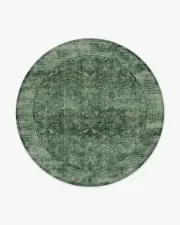 245' Round | Machine Washable Runner Rug | Kid & Pet Friendly | Indoor Rug | Frances Jade Green Rug | Ruggable