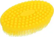Hohopeti Infant Hair Bath Brush Soft Silicone Bristles Scalp Scrubber Baby Bath Tool Comfortable Grip Yellow