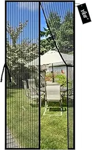 [YRH] Magnetic Screen Door - Upgrade Enhanced Screen Mesh,Fit for Door Size:36x82 Inch,Screen Itself Size:38x83 Inch,Powerful Magnets,Frame Hook & Loop,Full Frame Magic Tape Screen Door No Gap,Black
