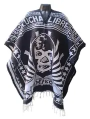 Jorongo Zarape Artesanal Mexican Poncho Lucha Libre Hijo Del Santo Blue Demon.