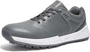 [JiuQing] Men's Golf Shoes Spikeless Anti Slip Leather Golf Trainer Lightweight Outdoor Walking Sneaker