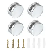 4 Pcs Zinc Alloy Round Mirror Clip Mounting for 3-5mm Thick Mirror, Silver