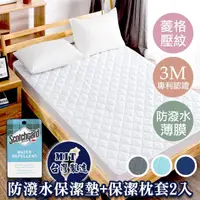 在飛比找momo購物網優惠-【這個好窩】[三件組]台灣製 3M專利認證防潑水床包式保潔墊