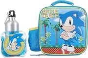 AI ACCESSORY INNOVATIONS Sonic Lunch Box Set for Boys & Girls, Stainless Steel Water Bottle with Carabiner Clip and Ice Pack, Insulated & Waterproof Lunch Bag with Zipper, 4 Pieces