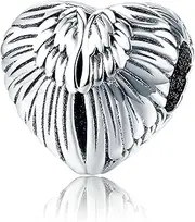 [DUUDAH] Women's Jewellery 925 Sterling Silver Pendant Beads,Vintage Angel Wings Feather Heart 925 Sterling Silver Pendant Beads for Women,Compatible with All European Bracelets