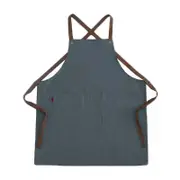 Catzon Canvas Cross Back Apron with Adjustable Straps and Pockets for Kids Adult-Lake Blue