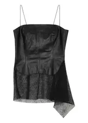 Helmut Lang Lace-panelled Leather top - Black - 4 (UK8 / S) 4 (UK8 / S)