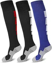 [PoTao] 3 Pairs Soccer Socks, Sport Knee High Socks Over The Calf Compression Athletic Socks for Mens and Women Running & Training Football Thickening Keep Warm Sock