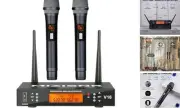 Wireless Microphone System, 2 Channel Professional UHF Cordless Handheld