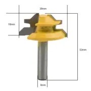 Yellow Carbide Router Bit Lock Miter Woodwork Cutter Tool 8mm Shank 45 Degree