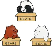 [HUAQIGUO] Set of 3 Bear Enamel Lapel Pin Brooch Badge Cute Pins for Backpacks Cartoon Lapel Pin for Jackets Funny Brooches Pins Gift DIY Accessory for Clothing Bags Hat, Alloy Steel