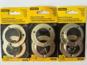 3 STANLEY Closet Pole Sockets Sets Satin Brass Tone 19-3215 CD19-3215 FREE SHIP!