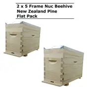2 x 5 Frame Nuc Beehive Flat Pack Nucleus Bee Hive Beekeeping Frames Timber Pine