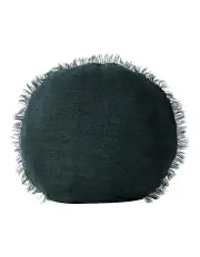 [Aura Home] Vintage Linen Fringe 55cm Round Cushion in Storm