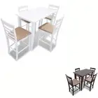 Solid Rubber Wood Kitchen Dining Set 5 Piece Table&Chairs Brown/White vidaXL
