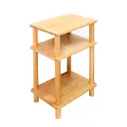 MIUZ 3 Tier Tall Side Table Bedside Table Solid Oak Display Rack Shelf Bookstand Storage Rack Stand