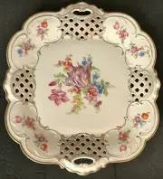Bavaria Tirschenreuth PASCO reticulated serve platter floral design 2180 German:
