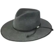 Stetson men's Wide-Brim Fedora Hat - Small S - Charcoal Grey Wool