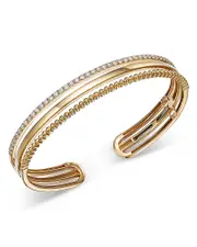 Bloomingdale's Fine Collection Diamond Triple Row Cuff Bangle Bracelet in 14K Yellow Gold, 1.0 ct. t. w.